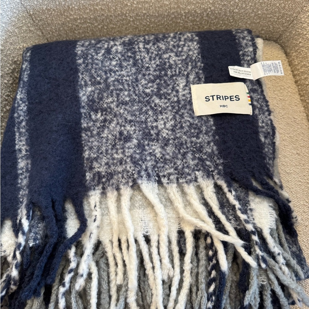 Hudson’s Bay HBC Stripes Fuzzy Wool-Blend All Season Throw